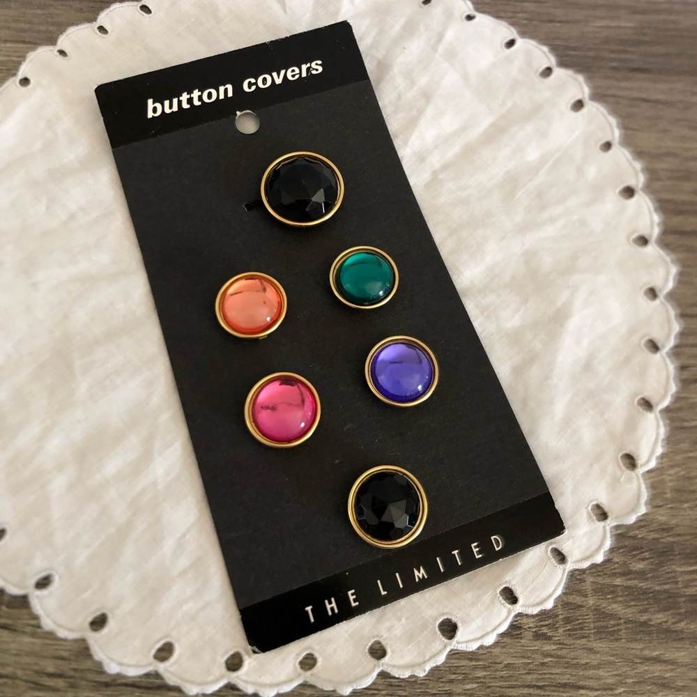 Vtg NOS The Limited Colourful Rhinestone Button Covers